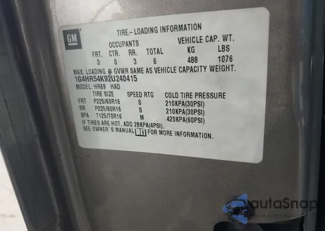 2002 Buick Lesabre Limited z USA, uszkodzony, nr VIN 1G4HR54K92U240415